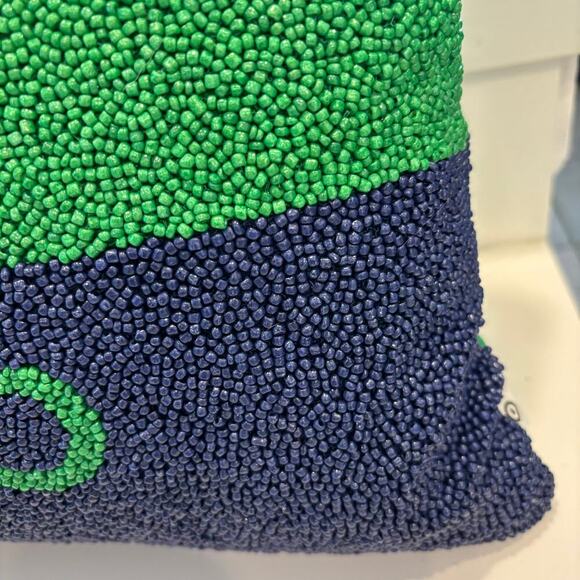 Sold Out Kate Spade New York Couch Potato Hook Pillow Green Blue Beaded Collab - Picture 5 of 7